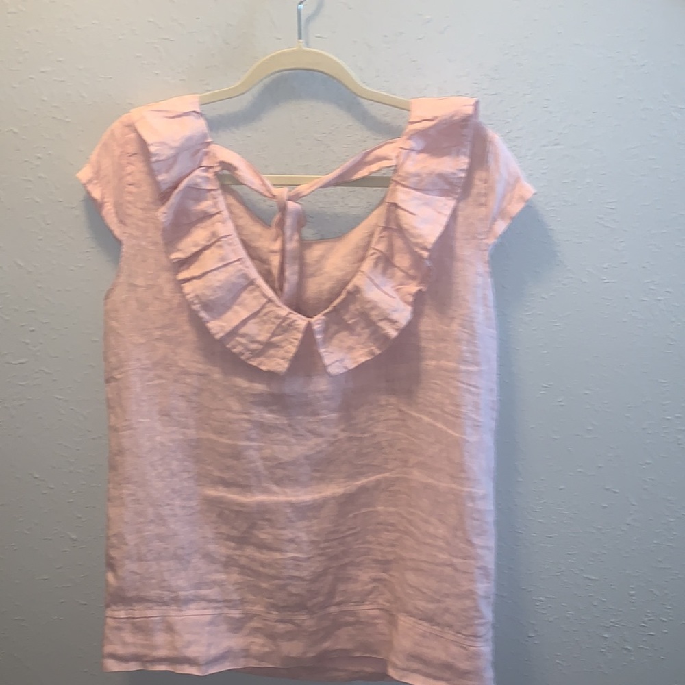 Luca Vanucci Linen Top Summer Mauve Ruffles Women’s Sz Small